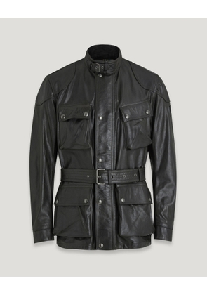 Belstaff Trialmaster Panther Icon Jacket Men's Hand Waxed Leather Black Size UK 36