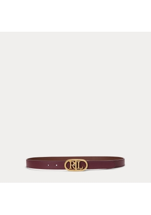 Oval-Logo Reversible Leather Skinny Belt
