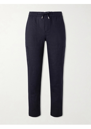 Mr P. - James Tapered Linen Drawstring Cargo Trousers - Men - Blue - 28