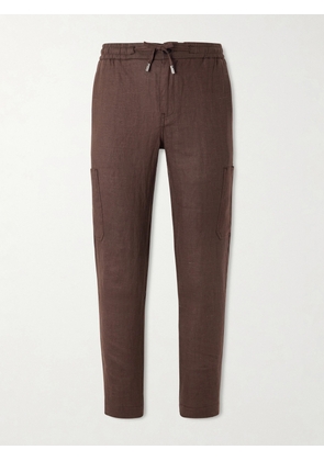 Mr P. - James Tapered Linen Drawstring Cargo Trousers - Men - Brown - 28