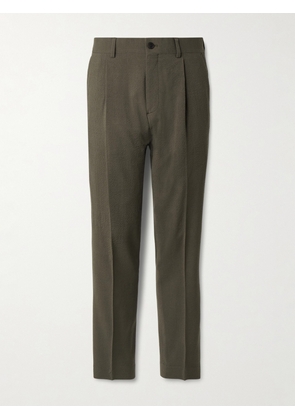 Mr P. - Straight-Leg Wool-Blend Seersucker Trousers - Men - Green - 28
