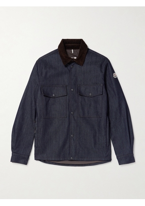 Moncler - Corduroy-Trimmed Denim Jacket - Men - Blue - S