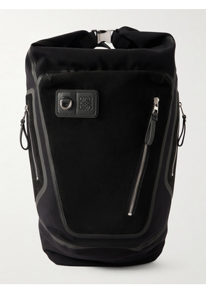 LOEWE - Flex Logo-Embossed Suede and Canvas Backpack - Men - Black