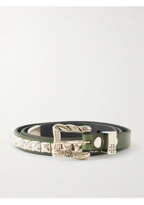 Enfants Riches Déprimés - Classique 2cm Studded Leather Belt - Men - Green - EU 80