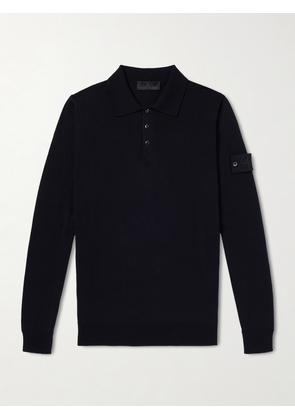 Stone Island - Ghost Logo-Appliquéd Virgin Wool Polo Shirt - Men - Black - S