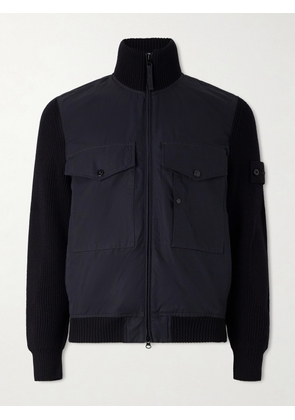 Stone Island - Ghost Hybrid Cotton-Canvas and Ribbed Virgin Wool Bomber Jacket - Men - Black - S