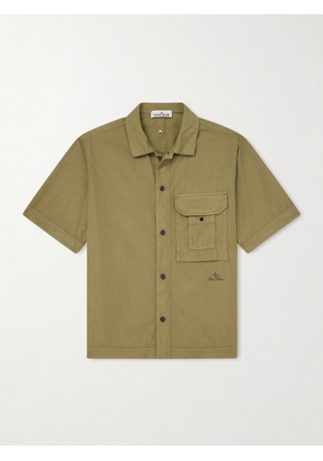 Stone Island - Logo-Embroidered Garment-Dyed Cotton-Blend Ripstop Shirt - Men - Green - S