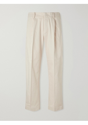 NN07 - Kay 1420 Wide-Leg Pleated Organic Cotton-Blend Twill Trousers - Men - Neutrals - UK/US 29