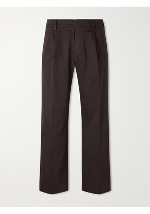 NN07 - Kay 1420 Wide-Leg Pleated Organic Cotton-Blend Twill Trousers - Men - Brown - UK/US 29