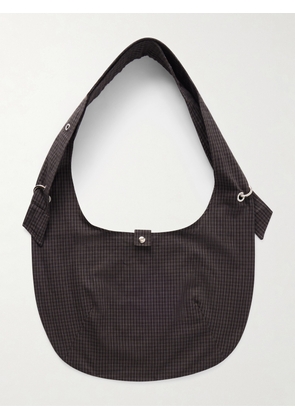 mfpen - Eyelet Checked Cotton and Linen-Blend Canvas Shoulder Bag - Men - Brown