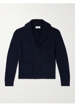 Mr P. - Shawl-Collar Ribbed Cotton and Cashmere-Blend Cardigan - Men - Blue - XS