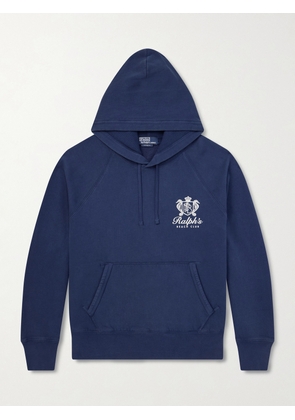 Polo Ralph Lauren - Logo-Print Cotton-Blend Jersey Hoodie - Men - Blue - S