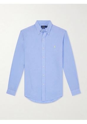 Polo Ralph Lauren - Button-Down Collar Logo-Embroidered Linen Shirt - Men - Blue - XS