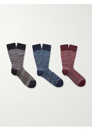 Missoni - Three-Pack Crochet-Knit Cotton-Blend Socks - Men - Multi - S