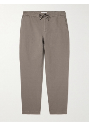 Mr P. - Straight-Leg Cotton and Linen-Blend Twill Drawstring Trousers - Men - Brown - 28