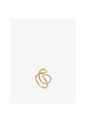 Womens Monica Vinader Riva 0.04ct Diamond and 18ct Yellow Gold-Plated Vermeil Sterling Silver Open Ring
