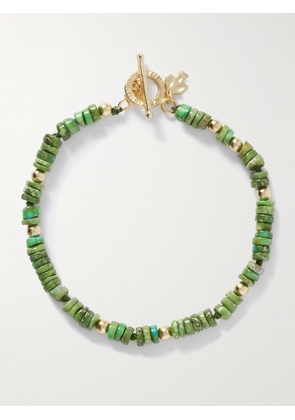 Peyote Bird - Yokai Sonoran Gold-Plated Turquoise Beaded Bracelet - Men - Green