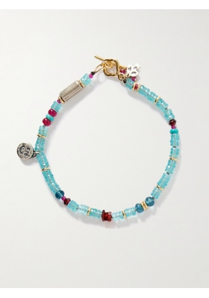 Peyote Bird - Daytrip Gold-Plated and Sterling Silver Multi-Stone Beaded Bracelet - Men - Blue