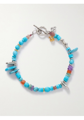 Peyote Bird - Playa Sterling Silver Multi-Stone Beaded Bracelet - Men - Blue