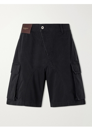 JW Anderson - Twisted Wide-Leg Cotton-Twill Cargo Shorts - Men - Black - UK/US 30
