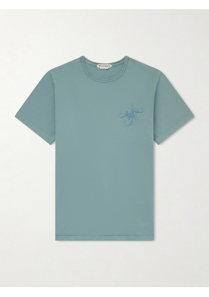 JW Anderson - Ribbon Anchor Logo-Embroidered Cotton-Jersey T-Shirt - Men - Blue - XS