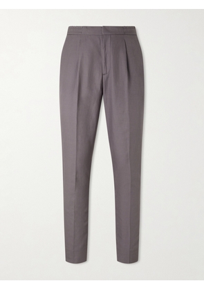Officine Générale - Drew Tapered Pleated Lyocell, Linen and Cotton-Blend Trousers - Men - Gray - IT 44