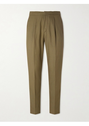 Officine Générale - Drew Tapered Pleated Lyocell, Linen and Cotton-Blend Trousers - Men - Green - IT 44