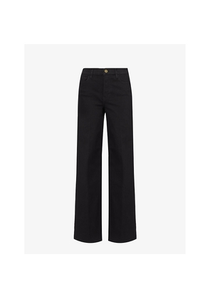 Womens Frame Slim Palazzo Wide-Leg High-Rise Stretch Denim-Blend Jeans