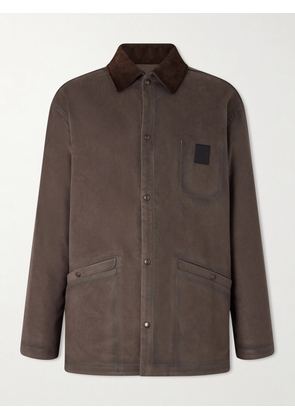 LOEWE - Corduroy-Trimmed Logo-Appliquéd Woven Overshirt - Men - Brown - IT 46