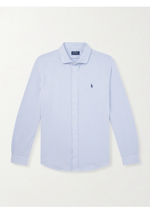 Polo Ralph Lauren - Logo-Embroidered Houndstooth Cotton-Jersey Shirt - Men - Blue - XS