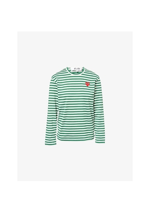 Mens Comme Des Garcons Play Stripe Logo-Appliqué Long-Sleeve Cotton-Jersey T-Shirt