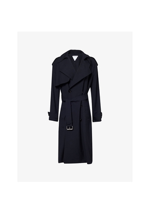 Womens Bottega Veneta Double-Breasted Belted Wool Trench Coat
