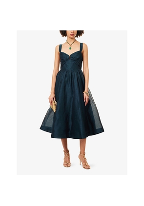 Womens Zimmermann Rebellion Drape Linen and Silk Midi Dress