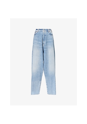 Womens Acne Studios Wide-Leg Crystal-Embellished Jeans