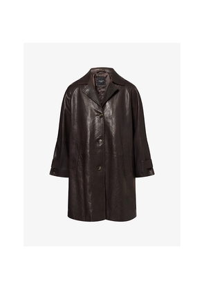 Womens Weekend Max Mara Single-Breasted Midi Leather Overcoat