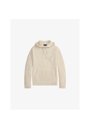 Mens Polo Ralph Lauren Logo-Embroidered Waffle-Knit Wool and Cotton-Blend Hoodie
