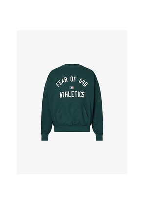Mens Fear Of God Essentials Fog x Essentials x mlb Athletics Sport Crewneck Cotton-Jersey Sweatshirt Crewneck
