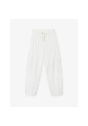 Womens The White Company Seam-Detail Barrel-Leg Cotton-Jersey Jogging Bottoms