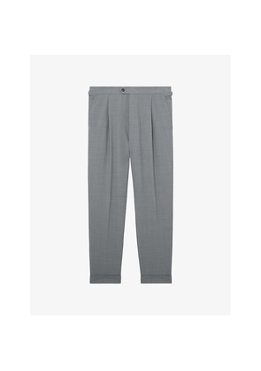 Mens Reiss Promise Adjustable Tailored-Fit Stretch Wool-Blend Trousers