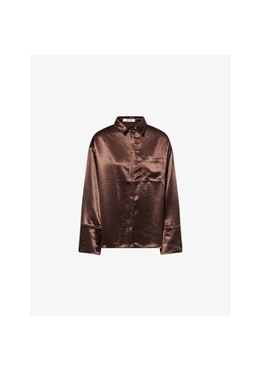 Womens 4th & Reckless Zelda Relaxed-Fit Satin Shirt