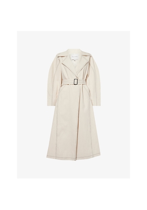 Womens Mona Alshebil Curved-Sleeve Oversized Denim Trench Coat