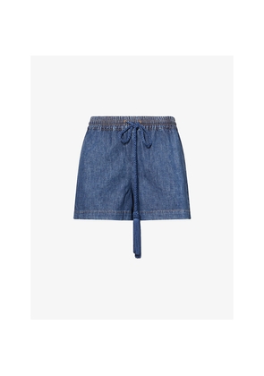 Womens Valentino Garavani Drawstring Cotton-Denim Shorts