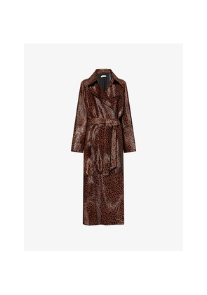 Womens Nour Hammour Althea Leopard-Print Pony Hair-Leather Coat