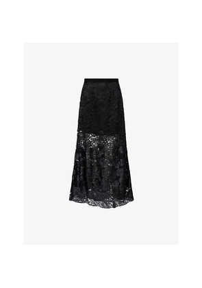 Womens Mona Alshebil High-Rise Sheer Lace Midi Skirt