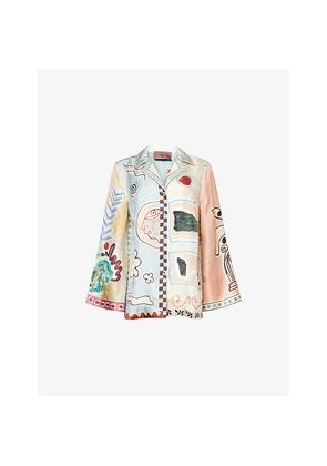Womens Alemais Alémais x Lrnce Michelle Artwork-Print Silk Shirt