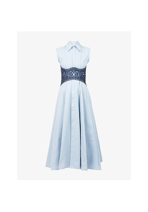 Womens Mona Alshebil Belted Sleeveless Cotton Maxi Dress