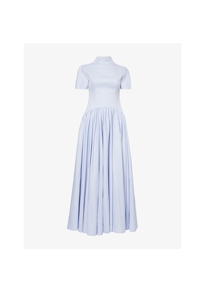 Womens Mona Alshebil Draped-Scarf Drop-Waist Cotton Maxi Dress