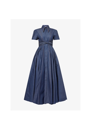 Womens Mona Alshebil Henna Belted Denim Maxi Dress