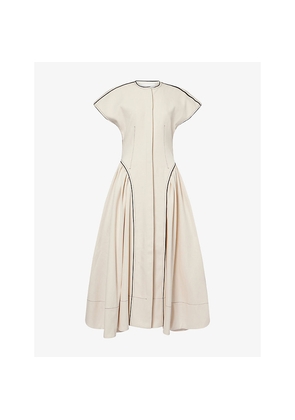 Womens Mona Alshebil Open-Back Cap-Sleeve Denim Maxi Dress