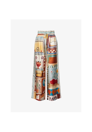 Womens Alemais Alémais x Lrnce Michelle Wide-Leg Silk Trousers
